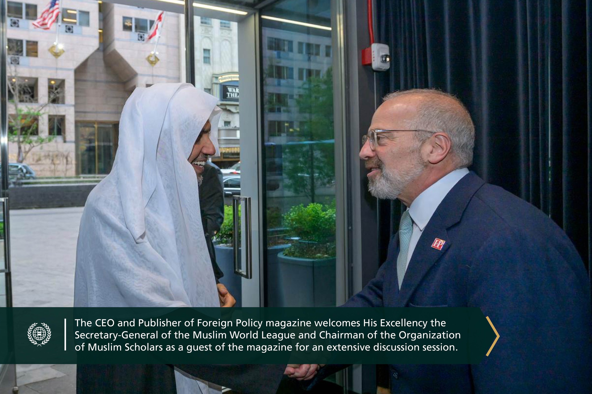 Foreign Policy magazine hosted a discussion session followed by a dinner in honor of His Excellency Sheikh Dr. Mohammed Al-Issa attended by a distinguished group of religious, intellectual, media, and political figures