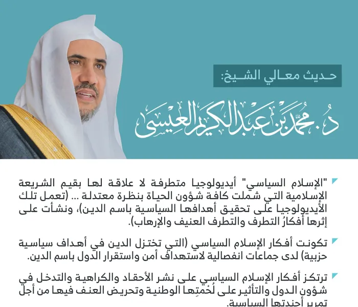 ‏أبرز ما جاء في حديث معالي الشيخ د. ⁧‫محمد العيسى‬⁩ عن  ‏الإسلام السياسي :
