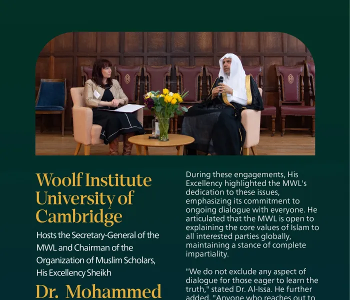 His Excellency Sheikh Dr. Mohammed Alissa, Secretary-General of the Muslim World League (MWL), explored the contents of the Charter Of Makkah, as well as issues concerning women, migration, climate change, and several other pressing Islamic and humanitarian topics.