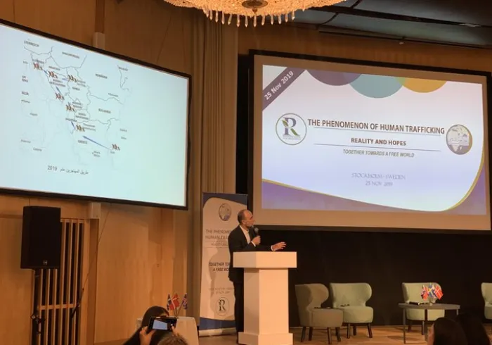 Professor Fuad Sedic spoke about the problem of human trafficking that impacts his local community in Bihac, Bosnia and Herzegovina, where large numbers of migrants take refuge