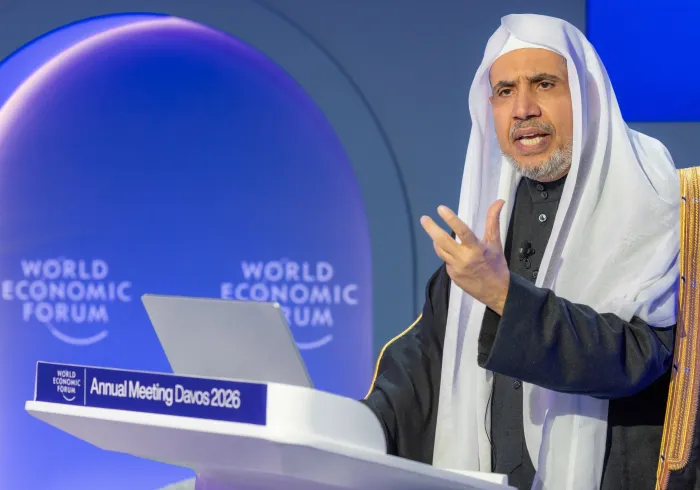 ‏معالي الأمين العام، الشيخ د.⁧‫محمد العيسى‬⁩‬⁩ ، يُشارك في جلسة الحوار الرئيسية في منتدى دافوس، حولَ "المسؤولية الأخلاقية لقادة الأديان في الصراعات