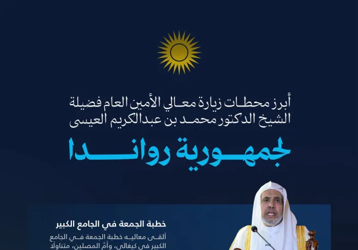 ‏أبرز محطات زيارة معالي الأمين العام، رئيس هيئة علماء المسلمين، فضيلة الشيخ د.⁧‫محمد العيسى‬⁩‬⁩ إلى جمهورية رواندا