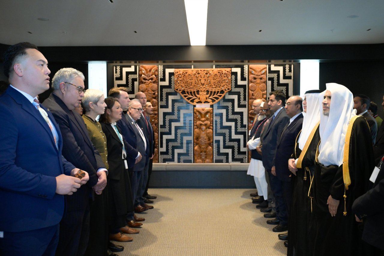 H.E. Sheikh Dr. Mohammed Al-Issa , Secretary-General of the MWL, was welcomed by the Māori, the Indigenous people of New Zealand, at the New Zealand Government precinct