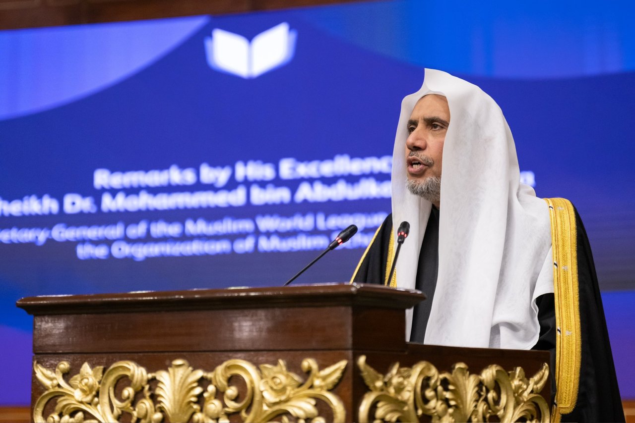 Le Secrétaire général, Président de l’Organisation des savants musulmans, cheikh Mohammed Al-Issa lors du lancement de la conférence EducationDesFilles dans les sociétés musulmanes depuis la capitale pakistanaise, Islamabad :